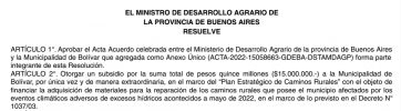 El Gobierno, al rescate de tres municipios por caminos rurales: cuáles son y cuánto recibirán