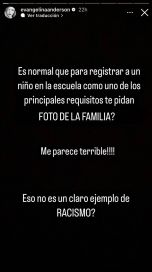 Evangelina Anderson indignada por el insólito requisito de un colegio para inscribir a sus hijos