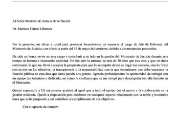 Uno más y van: renunció el jefe de Gabinete del Ministerio de Justicia