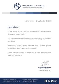 Mirtha Legrand evoluciona bien y permanece en observación