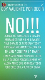Misterioso mensaje de Loly Antoniale: 